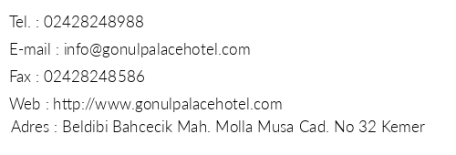 Gnl Palace Hotel telefon numaralar, faks, e-mail, posta adresi ve iletiim bilgileri